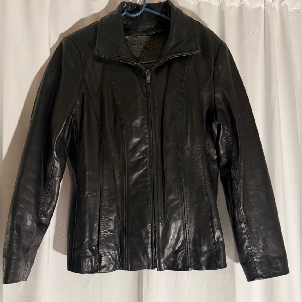 Black leather coat